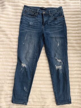 Judy Blue - Distressed Dark Blue Skinny Jeans